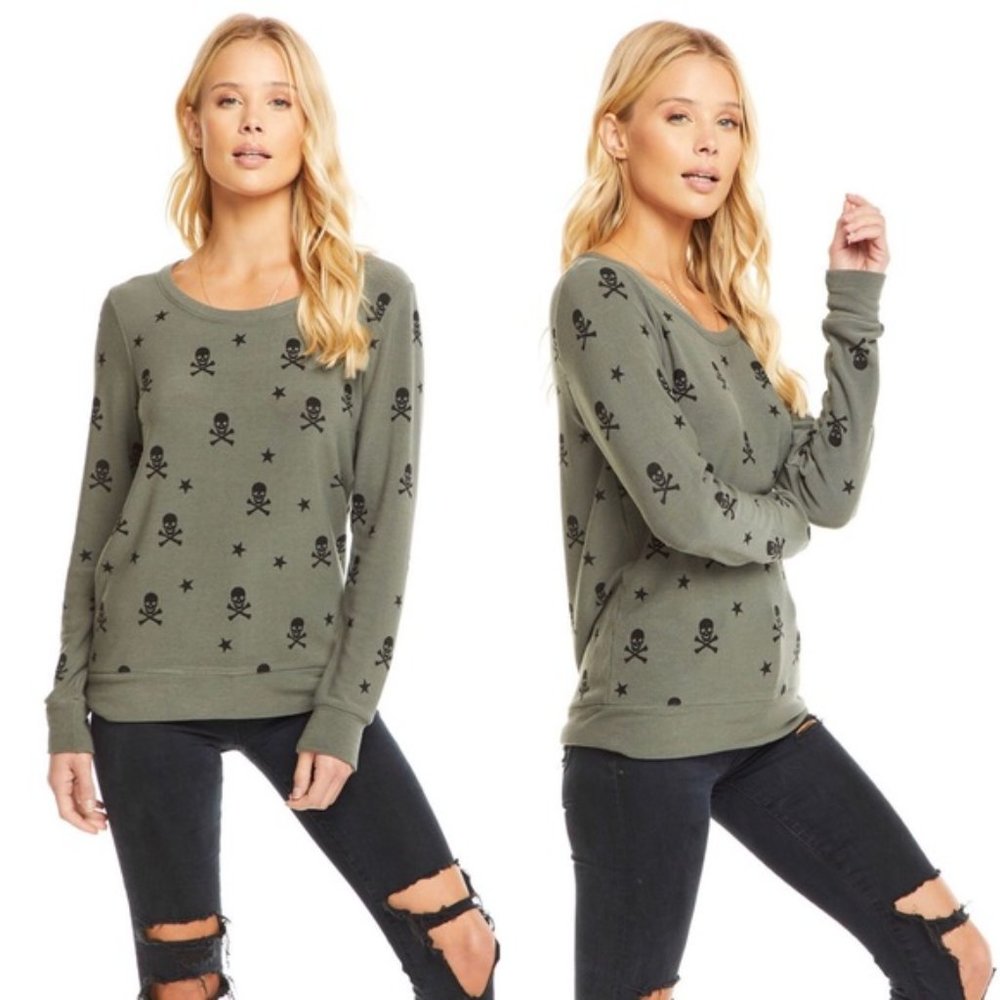 Chaser Brand green skull and stars sweatshirt.